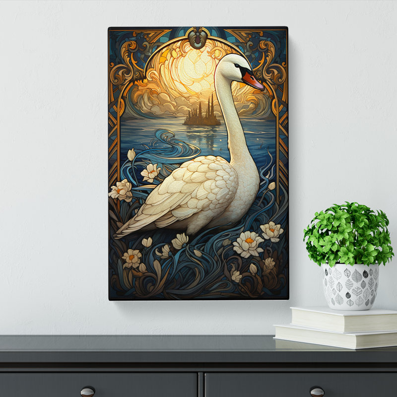 Goose Art Nouveau Art - Wrapped Canvas, 76cm H x 50cm W x 3cm D