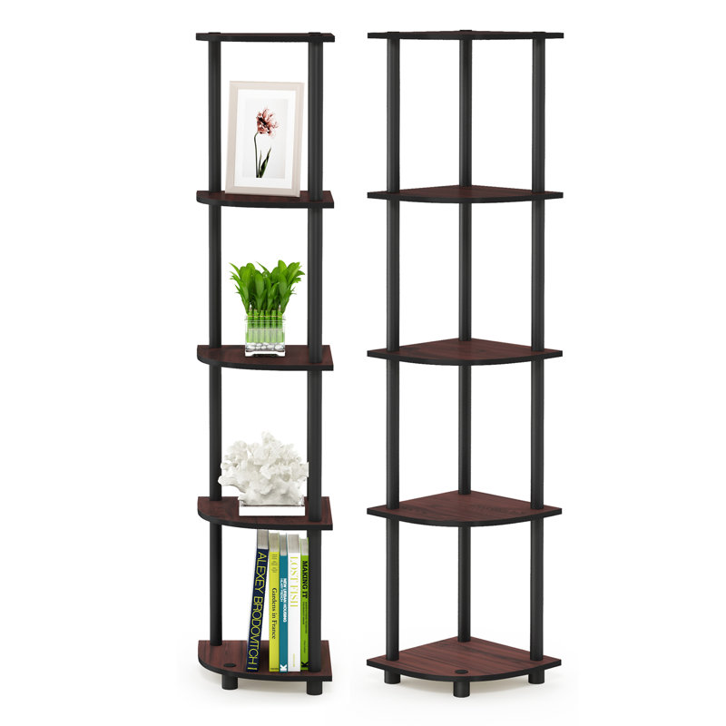 Corner Bookcase, Dark Cherry/Black