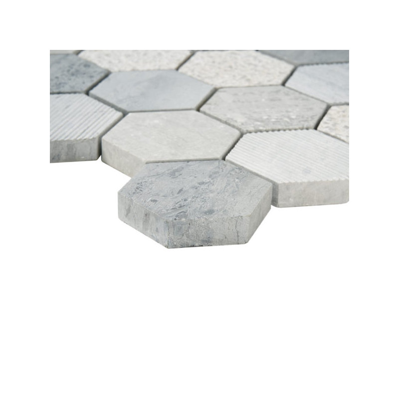 Hexagone texturé bleu flottant 2 pouces