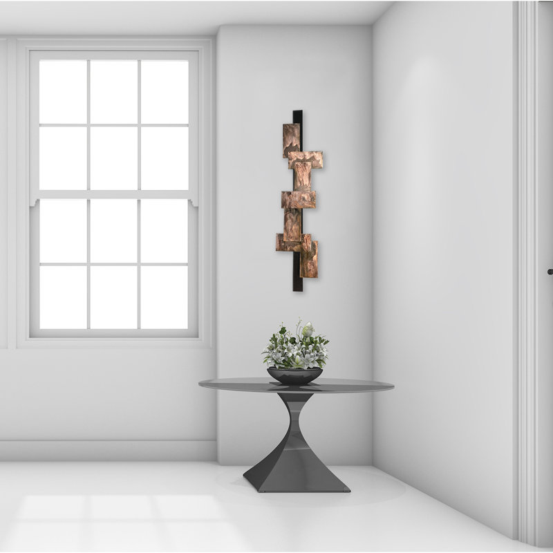 Meyerdirk Art Industrial Distressed Copper Steel Wall Art Sculpture, Distressed Copper