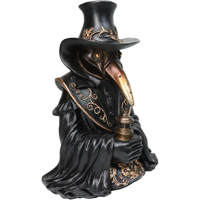 Bubonic Plague Doctor avec un masque de corbeau tenant un brûleur d'encens anti-reflux