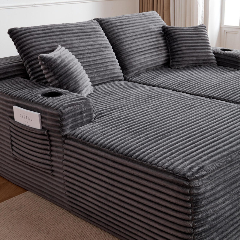 Canapés modulaires confortables en tissu moelleux en forme de L gris moderne pour la maison
