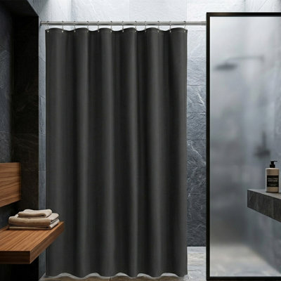 Rideau de douche PEVA noir, rideau de bain imperméable 72 po x 72 po avec 3 aimants et œillets, noir