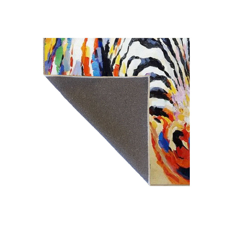Tapis tissé multicolore à motif zèbre lavable à la machine, Tapis de couloir 3 pi 3 po x 9 pi 10 po