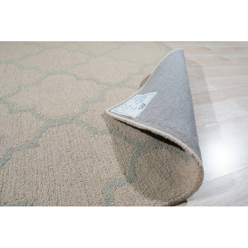Cristache Light Gold Hand Tufted Wool Traditional Trellis Area Rug