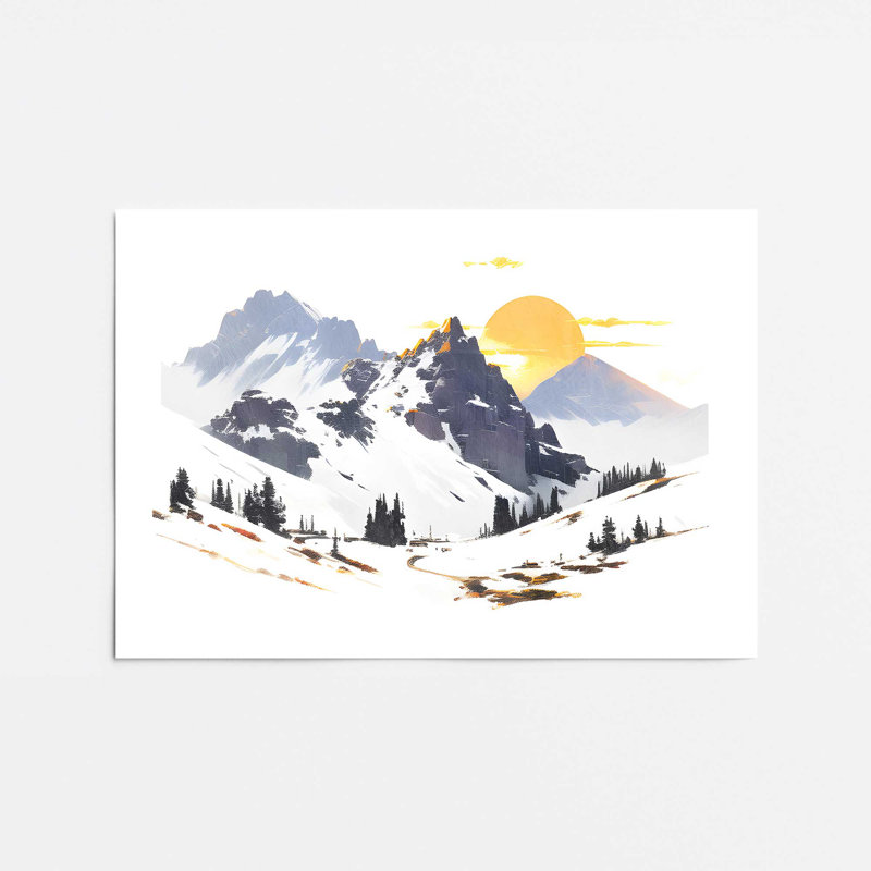 Impression de sommets enneigés au lever du soleil, Sans cadre, papier, H 24 po x l 36 po