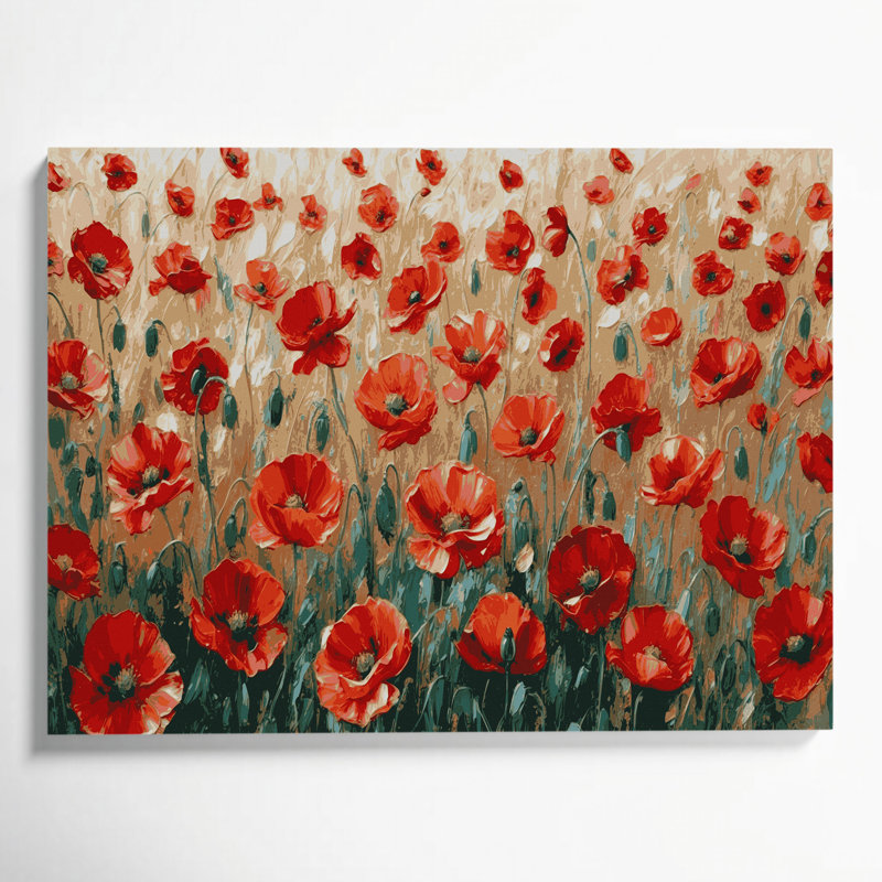«Botanical Poppies», art mural sur toile brune, H 8 po x l 10 po