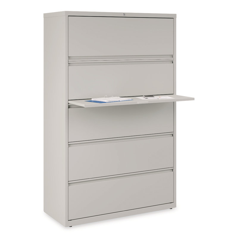 Light Gray 5-Drawer Lockable Mobile Lateral File Cabinet