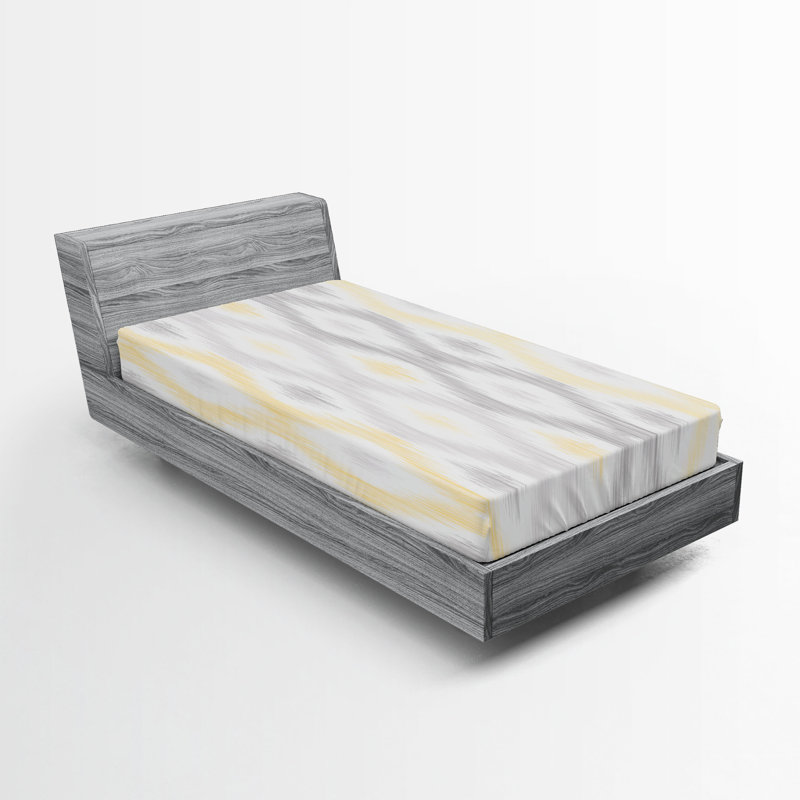 Drap-housse ambesonne 2 pièces Chaine abstraite gris pâle et jaune, Ensemble de draps pour taille de lit simple TG