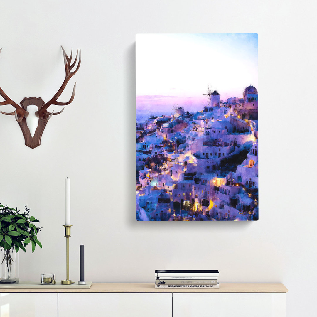 The Oia Santorini Skyline In Greece - Wrapped Canvas