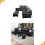 Canapé modulaire en L en similicuir avec repose-pieds avec rangement-256023813