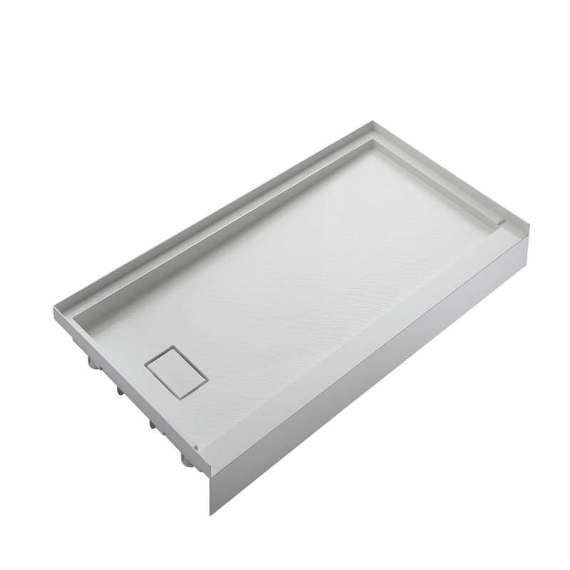 Base de douche 60 po x 34 po SMC à simple seuil avec drain à gauche et drain complet