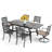 Alyah 6 - Person Stainless Steel Patio Dining Set Extendable Rectangular Table with Cushions Included