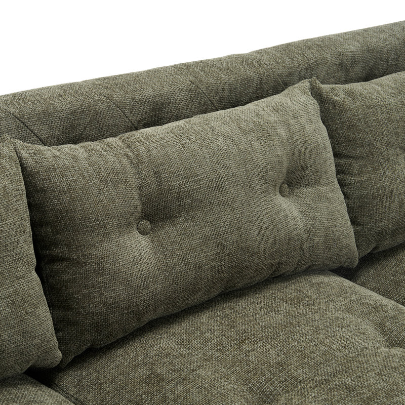 Spacieux canapé moderne à 3 places de 78 pouces avec un design capitonné et un siège profond pour un confort et un style ultimes, vert foncé