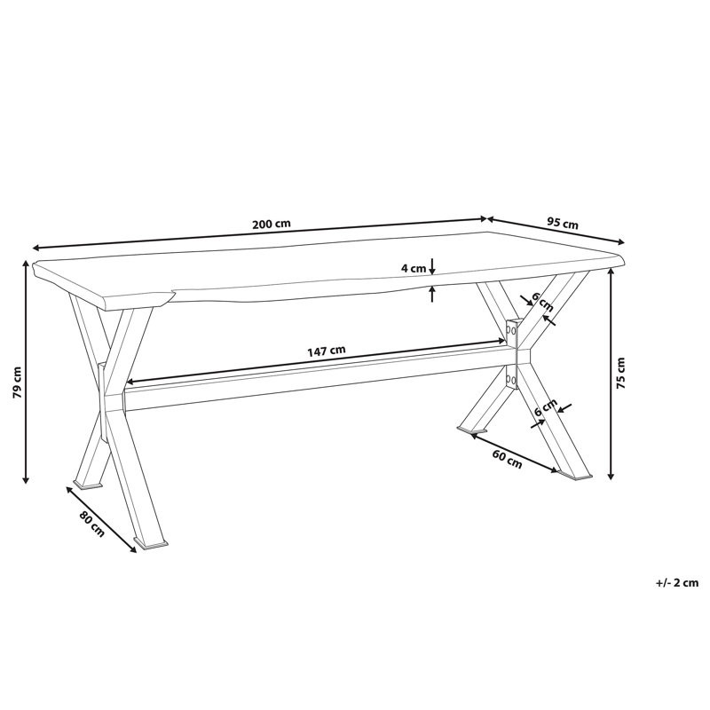 Humphreys Acacia Rectangular Wood Top Dining Table, H79 x L200 x W95cm