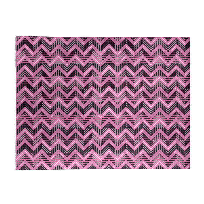 Tapis à chevrons rose/noir à droite inversé, Rectangle 8 pi x 10 pi