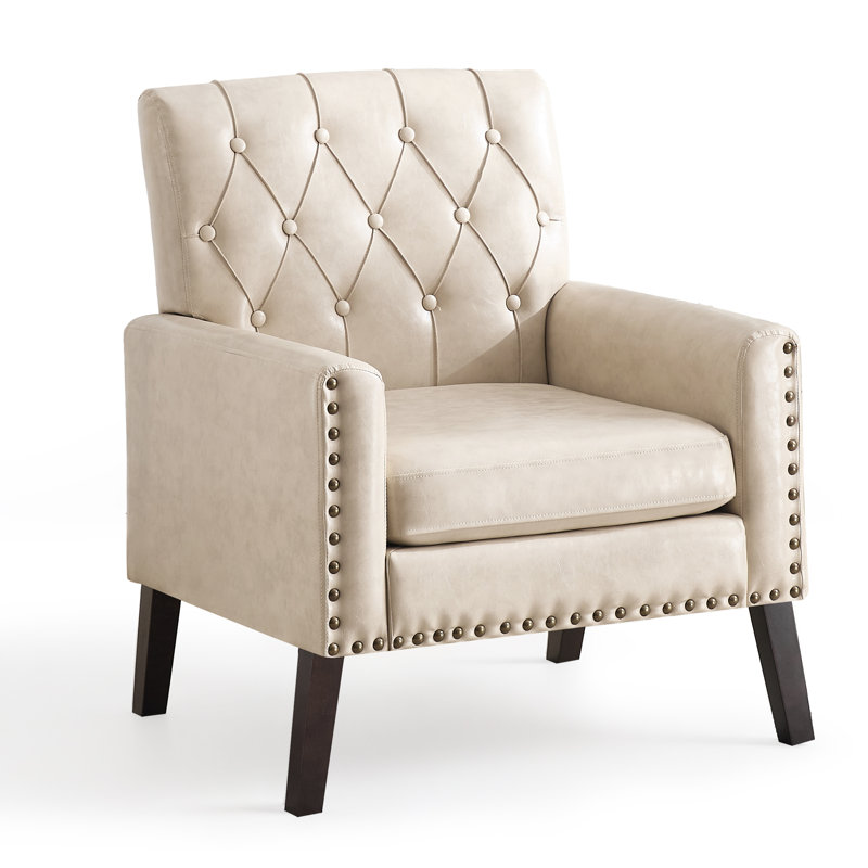 Retro Faux Leather Club Chair - Mid Century Modern Style For Office & Living Room, White