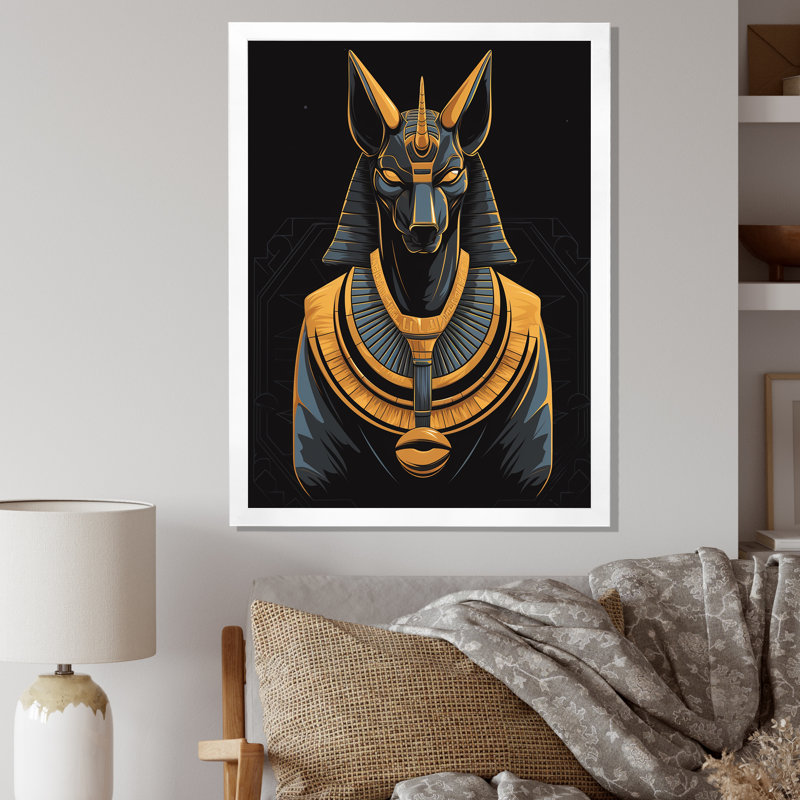 Graphique «Anubis antique Egypting Jackal God» - impression, H 20 po x l 12 po x P 1 po, Cadre simple blanc
