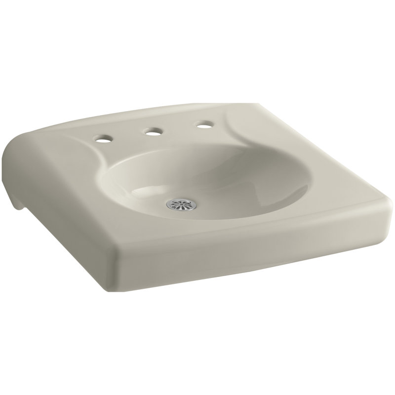 Brenham Ceramic 22" Wall Mount Bathroom Sink, Sandbar, 4" Centers