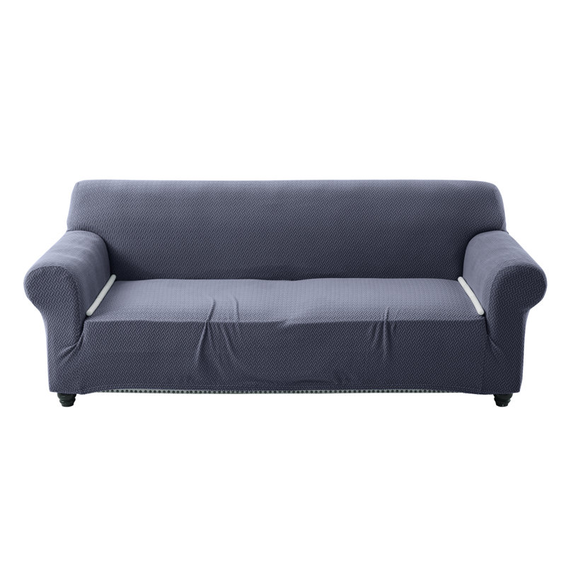 Luxury Reversible Spandex Loveseat Jacquard Pattern Stretchable Slipcover , Blue , 2 Seater (179cm H x 224m W x 9cm D)