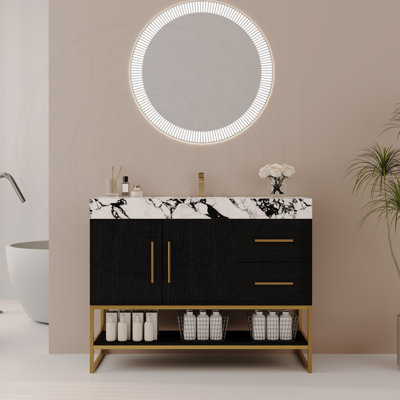 Meuble-lavabo autoportant moderne 36 po avec détails