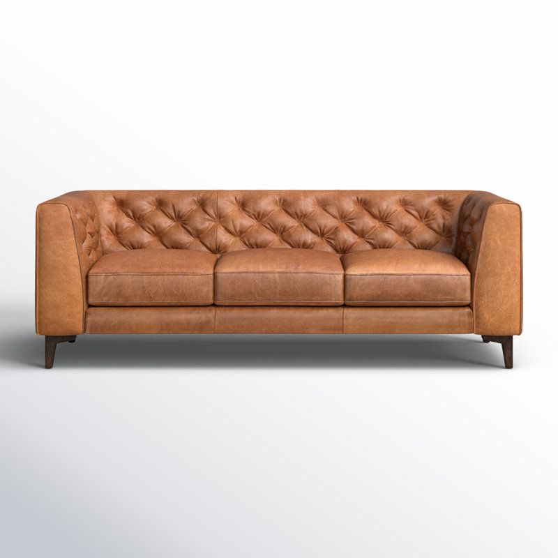 Peale 89'' Full-Grain Genuine Italian Leather Sofa, Cognac Tan