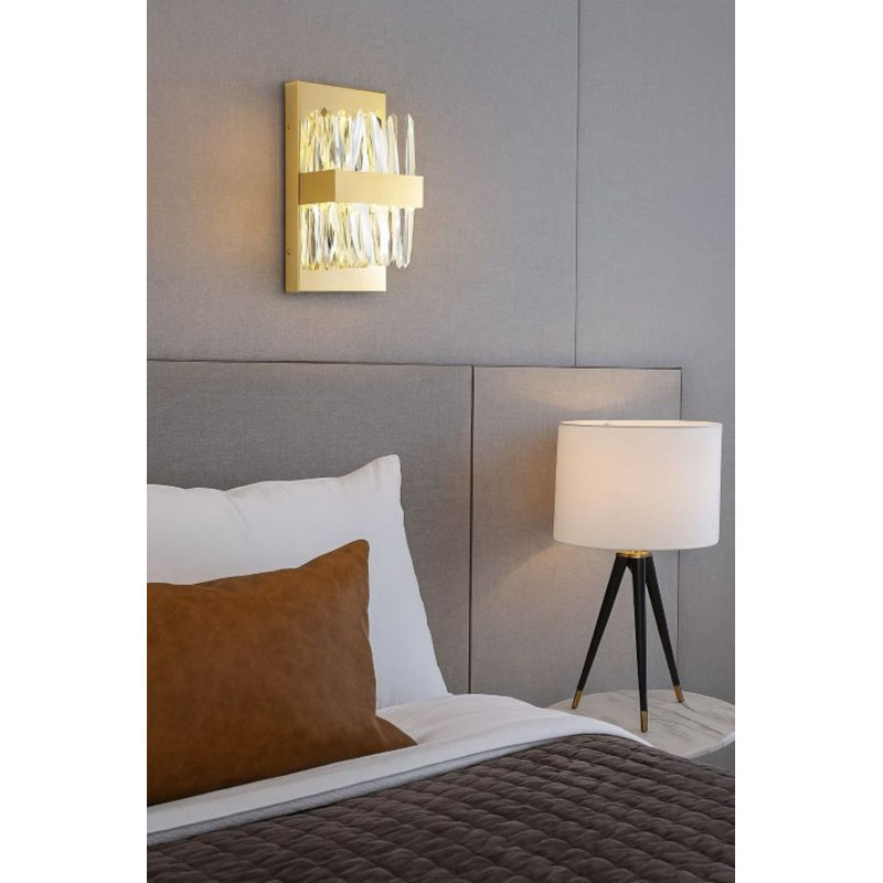 LED Wall Sconce With Crystal Accents, Gold