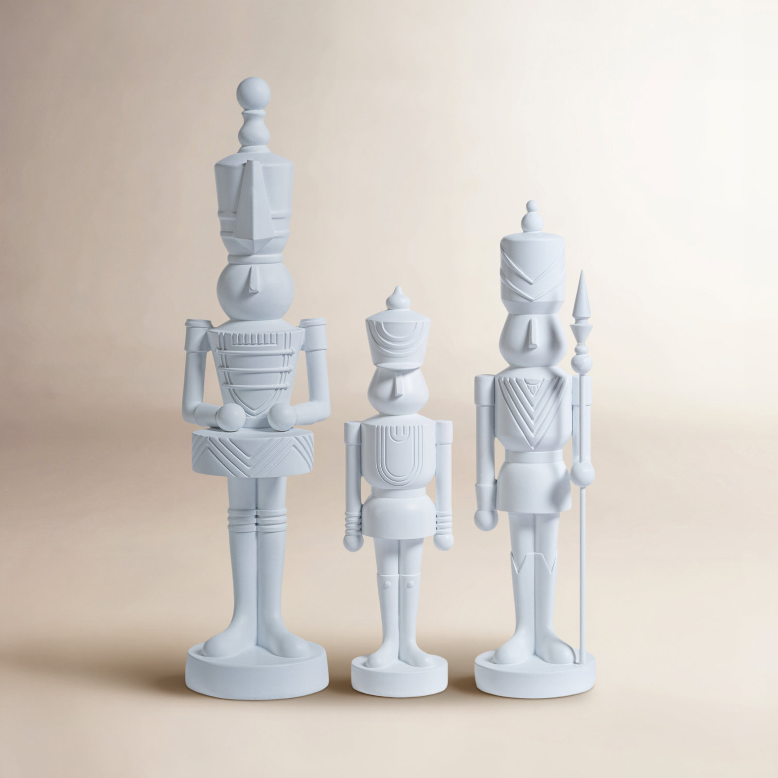 3-Piece Soldier Nutcracker Figurine Set, White