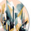 Cubisme rose et bleu moderne abstrait - Minimalisme abstrait, art mural rond sur métal-88599086