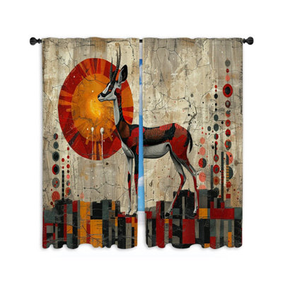 Rideaux en miroir à miroir antilope avec motif symétrique - 2 panneaux
