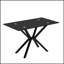 47.24 Inch Rectangular Tempered Glass Dining Table, Stylish Design with Black Metal Legs for Modern Kitchens and Dining Rooms