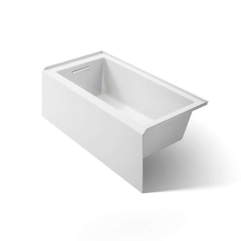 Underscore 60" x 30" Rectangular Alcove Soaking Bathtub with Slotted Overflow and Integral Apron, Left, White