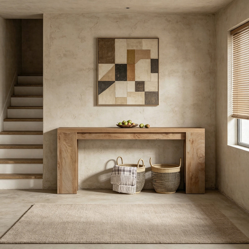 Table d'appoint 70,9 po de style campagnard très long, table d'appoint étroite, Brun