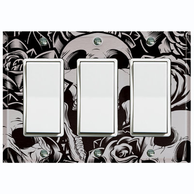 Plaque murale d'interrupteur à bascule Skull Rose Mouth Roses