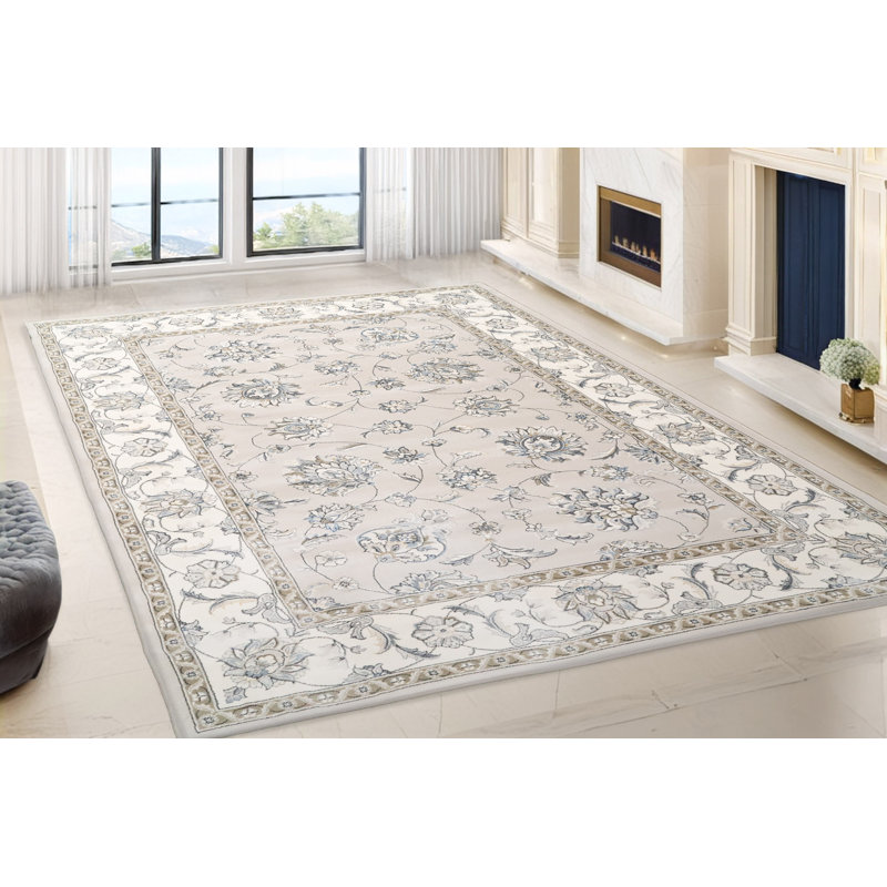 Attell Soft Gray/Cream Area Rug, Rectangle 3'11" x 5'7"