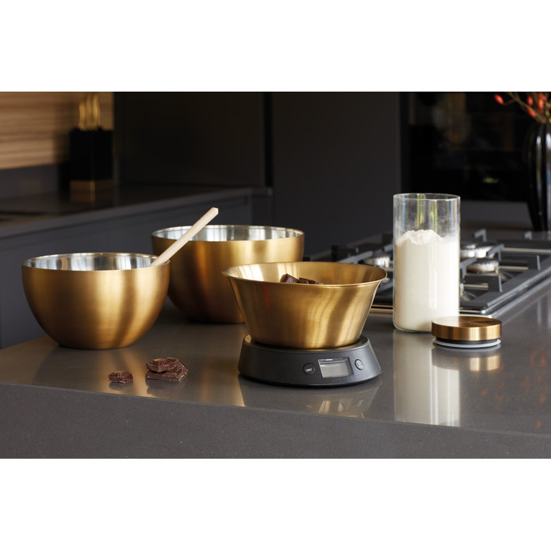 MasterClass 2pc Kitchen Tool Set Including 5kg Scale with Brass Finish Bowl & Digital Thermometer