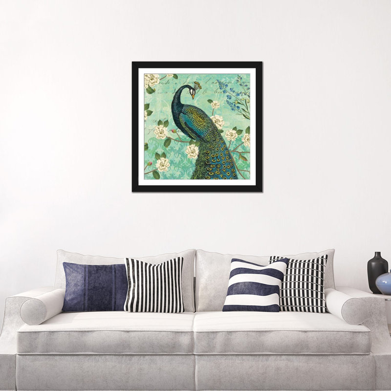 Peacock Arbor VI, impression sur toile tendue, H 24 po x l 24 po x P 1 po, Papier beaux-arts encadré noir, Blanc
