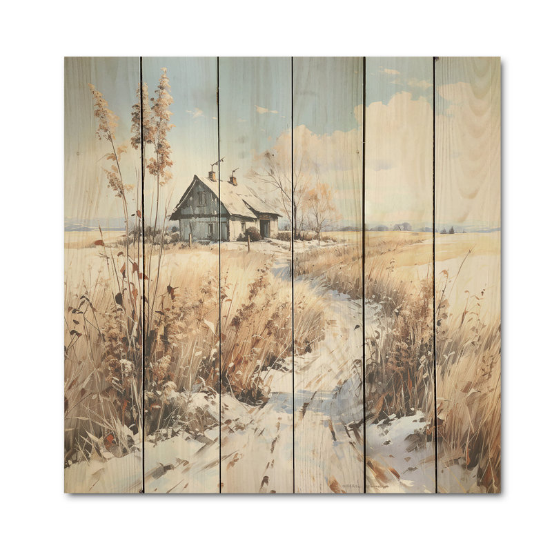 Charme des prairies dans un délice hivernal - Art sur bois de pin naturel des prairies, H 30 po x l 30 po