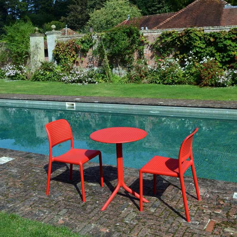 Fordham 2 - Person Patio Dining Set with Round Table, Red