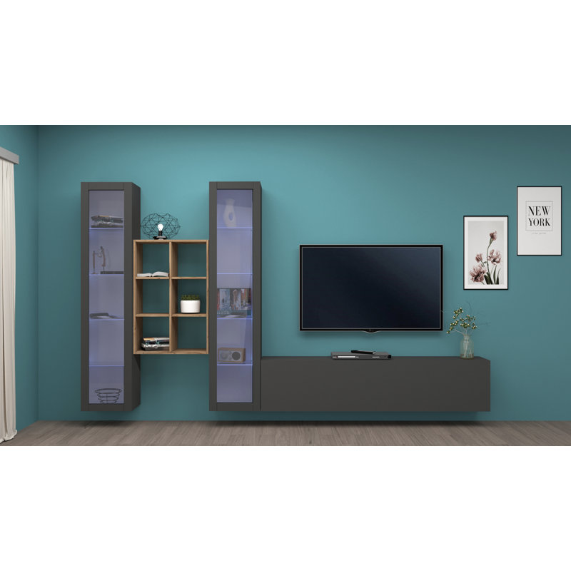 Maruska Unfinished Floating Entertainment Centre for TVs up to 70", Grey Anthracite