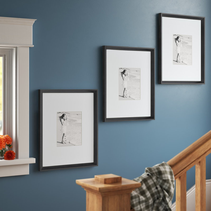 Baislee Matte Picture Frame - Set of 3 with Mat, Black