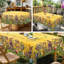 Machine-washable yellow Easter-themed polyester tablecloth-1515825847