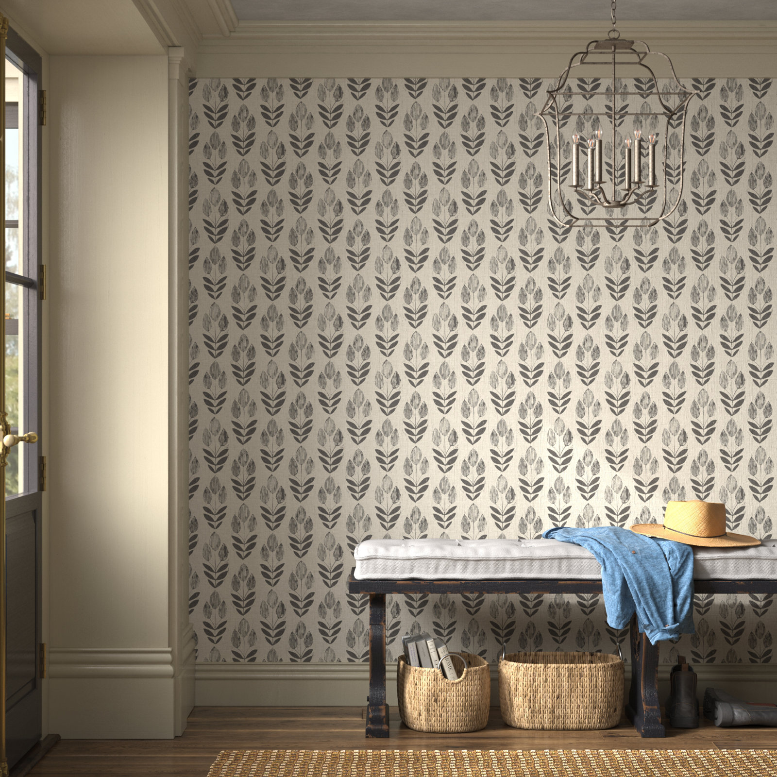 Reginald Floral Wallpaper, Black