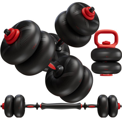 Ensemble d'haltères réglables, ensemble de poids libre 45 lb / 67 lb, 4 en 1 utilisé comme haltères, haltères, kettlebell, plateaux de poids, revêtement en caoutchouc souple, exercice de remise en forme peu encombrant pour hommes / femmes