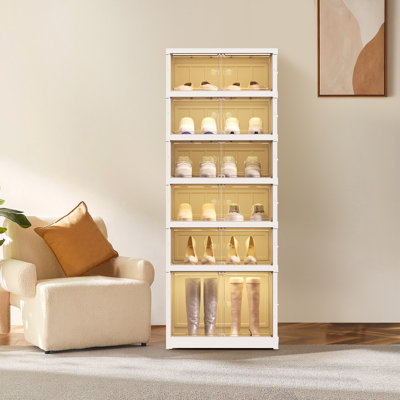 6-Tier 12-Pair Foldable Shoe Rack, White