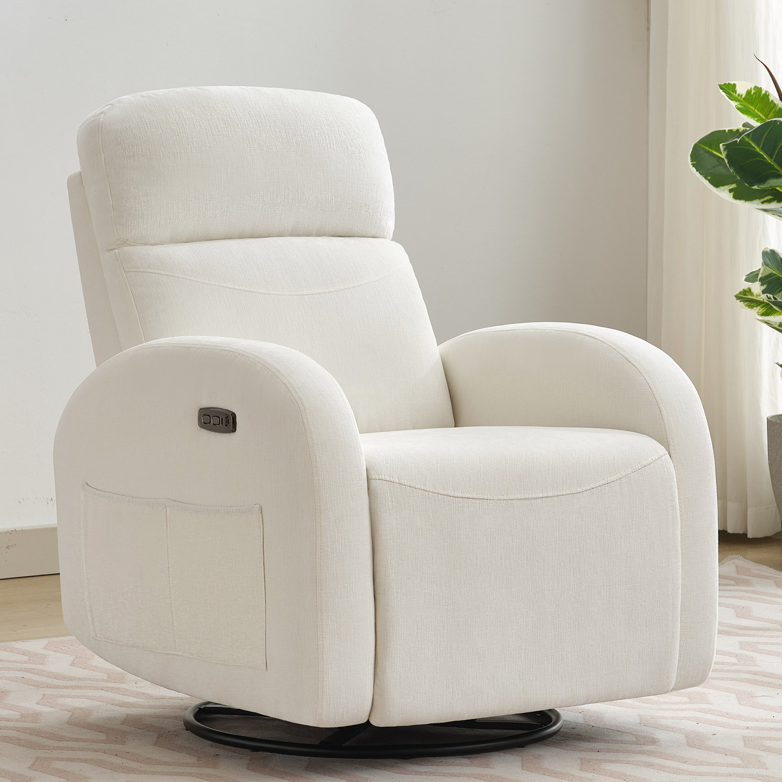 Ebern Designs Delba Fabric Swivel Rocker Power Recliner, 270