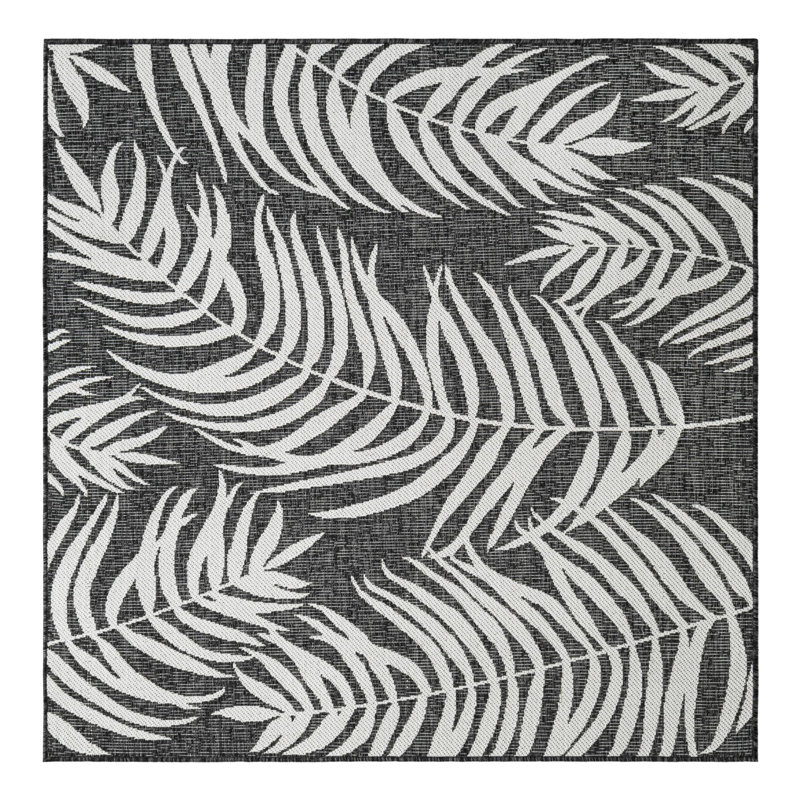 Valletta Floral Charcoal/Gray/Ivory Indoor/Outdoor Area Rug, Square 5'3"