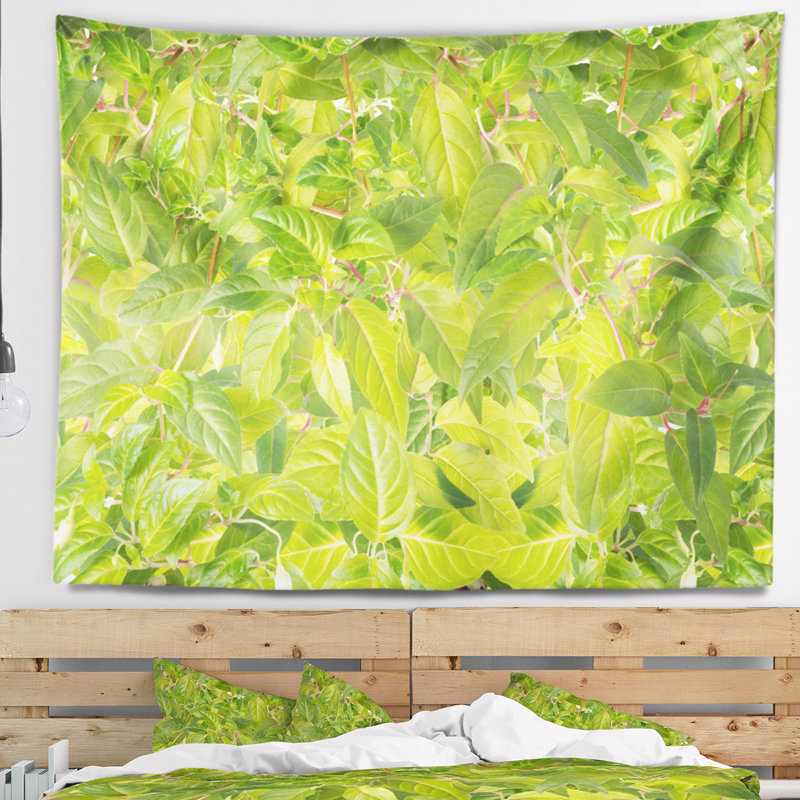 Tapisserie de feuillage vert vif fuchsia, H 68 po x l 80 po