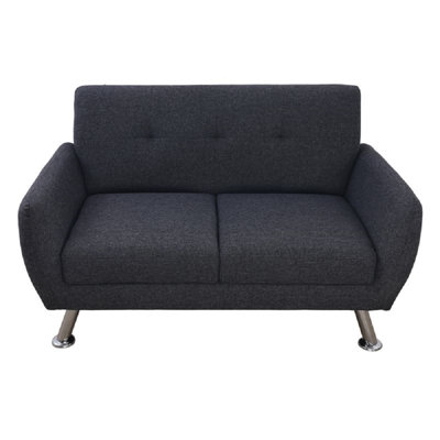 Black Grey Linen Living Room Loveseat