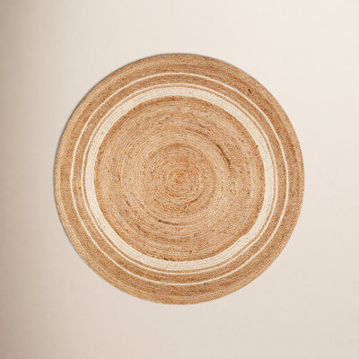 Donegan Tan Ivory Round Hand-Braided Jute Rug
